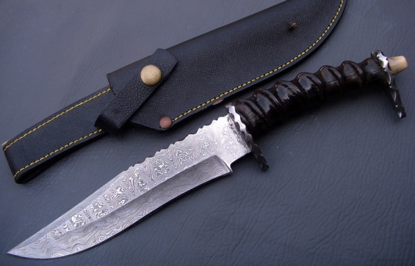 Damascus Bowie/Dagger Knife