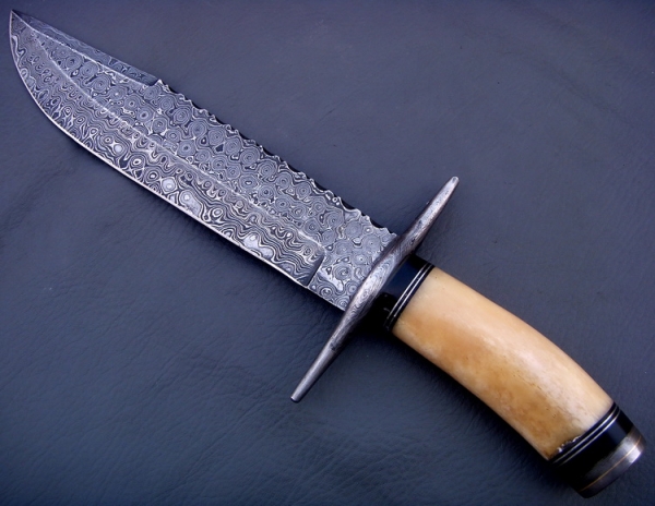 Damascus Bowie/Dagger Knife