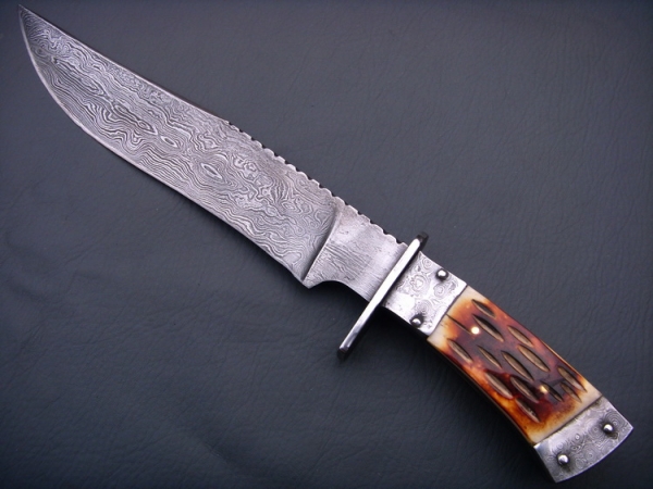 Damascus Bowie/Dagger Knife