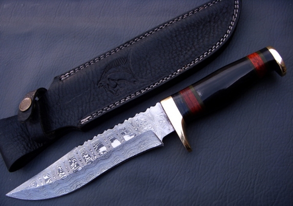 Damascus Bowie/Dagger Knife