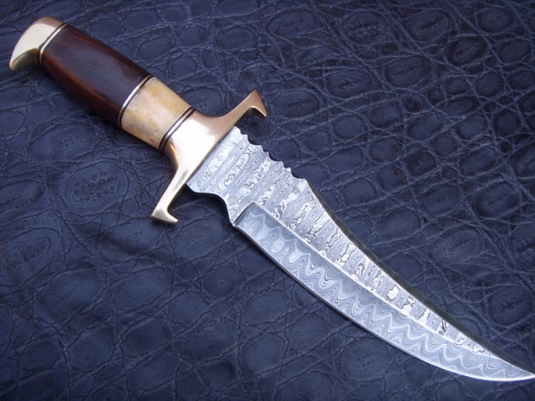 Damascus Bowie/Dagger Knife